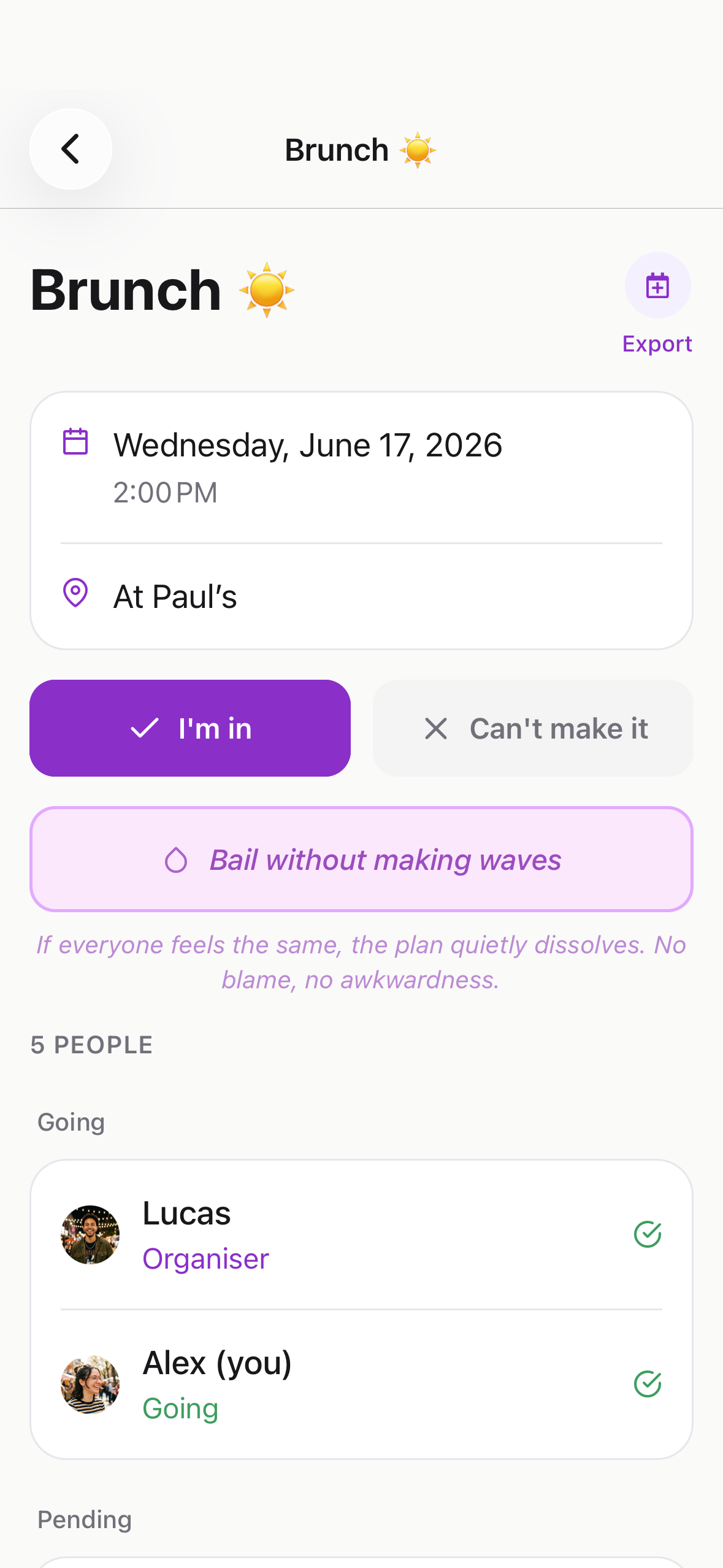 rippled event detail screen