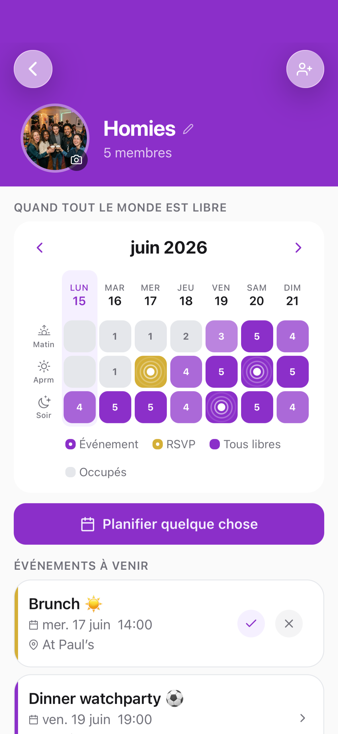 vue disponibilité du groupe rippled